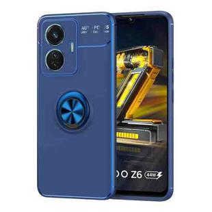 For vivo iQOO Z6 44W Metal Ring Holder TPU Phone Case(Blue)
