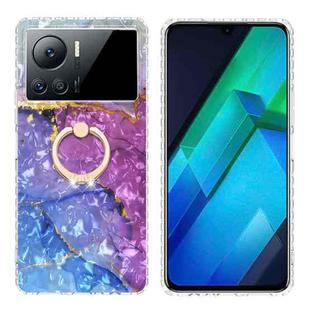 For Infinix Note 12 VIP 2.0mm Airbag Shockproof TPU Phone Case with Ring(Blue Purple Marble)