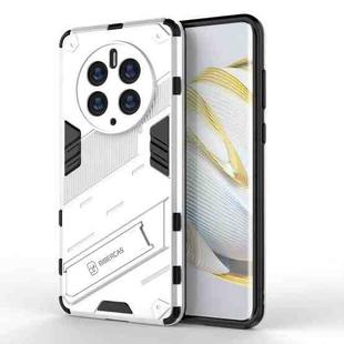 For Huawei Mate 50 Pro Punk Armor 2 in 1 PC + TPU Shockproof Phone Case with Invisible Holder(White)