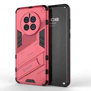 For Huawei Mate 50 Punk Armor 2 in 1 PC + TPU Shockproof Phone Case with Invisible Holder(Light Red)
