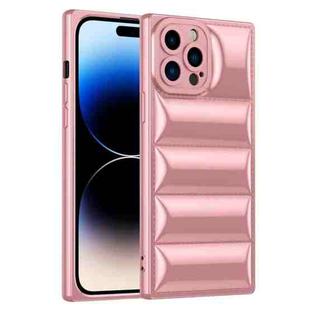 For iPhone 14 Pro Plated Down Jacket Phone Case(Rose Gold)