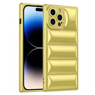 For iPhone 14 Pro Plated Down Jacket Phone Case(Gold)