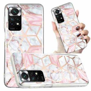 For Xiaomi Redmi Note 11 Electroplated Marble Pattern TPU Phone Case(White Gravel Pink)
