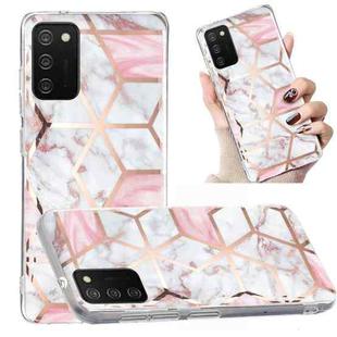 For Samsung Galaxy A02s Electroplated Marble Pattern TPU Phone Case(White Gravel Pink)