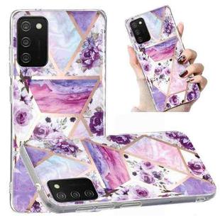 For Samsung Galaxy A02s Electroplated Marble Pattern TPU Phone Case(Purple Flower)