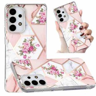 For Samsung Galaxy A13 4G Electroplated Marble Pattern TPU Phone Case(Rose Pink White)