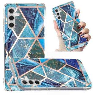 For Samsung Galaxy A13 5G Electroplated Marble Pattern TPU Phone Case(Blue and Green)