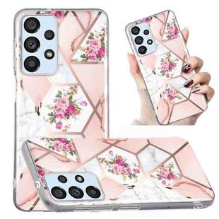 For Samsung Galaxy A32 4G Electroplated Marble Pattern TPU Phone Case(Rose Pink White)