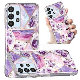 For Samsung Galaxy A32 4G Electroplated Marble Pattern TPU Phone Case(Purple Flower)