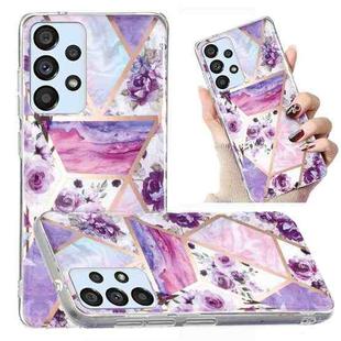 For Samsung Galaxy A33 Electroplated Marble Pattern TPU Phone Case(Purple Flower)