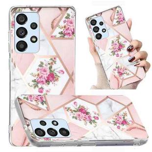 For Samsung Galaxy A53 Electroplated Marble Pattern TPU Phone Case(Rose Pink White)