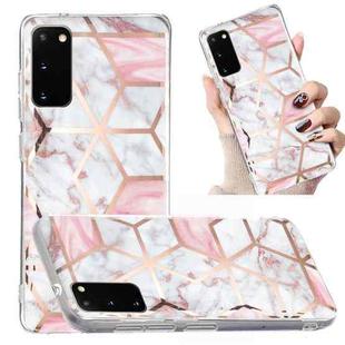 For Samsung Galaxy S20 Electroplated Marble Pattern TPU Phone Case(White Gravel Pink)