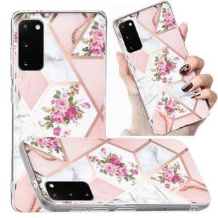 For Samsung Galaxy S20 Electroplated Marble Pattern TPU Phone Case(Rose Pink White)