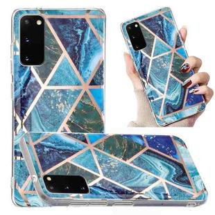 For Samsung Galaxy S20 Electroplated Marble Pattern TPU Phone Case(Blue and Green)