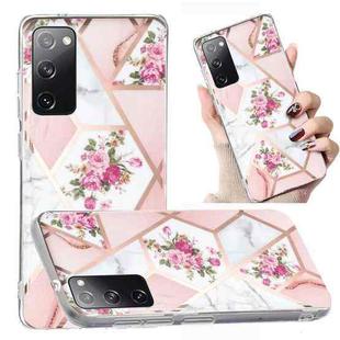 For Samsung Galaxy S20 FE Electroplated Marble Pattern TPU Phone Case(Rose Pink White)