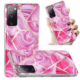 For Samsung Galaxy S20 FE Electroplated Marble Pattern TPU Phone Case(Red Rhombus)