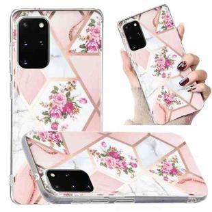 For Samsung Galaxy S20+ Electroplated Marble Pattern TPU Phone Case(Rose Pink White)