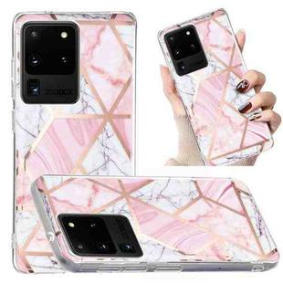 For Samsung Galaxy S20 Ultra Electroplated Marble Pattern TPU Phone Case(Pink and White)