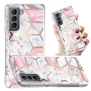 For Samsung Galaxy S21+ 5G Electroplated Marble Pattern TPU Phone Case(White Gravel Pink)