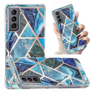 For Samsung Galaxy S21+ 5G Electroplated Marble Pattern TPU Phone Case(Blue and Green)