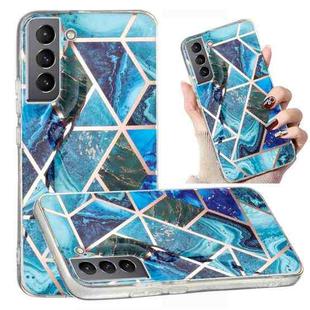 For Samsung Galaxy S22 5G Electroplated Marble Pattern TPU Phone Case(Blue and Green)