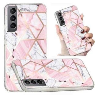 For Samsung Galaxy S22 5G Electroplated Marble Pattern TPU Phone Case(Pink and White)