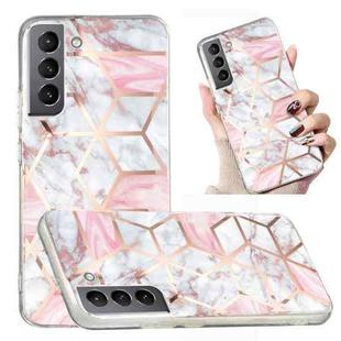For Samsung Galaxy S22+ 5G Electroplated Marble Pattern TPU Phone Case(White Gravel Pink)