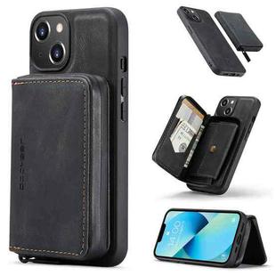 For iPhone 14 JEEHOOD Magnetic Zipper Wallet Leather Phone Case (Black)