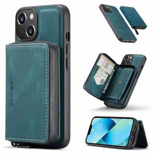 For iPhone 14 JEEHOOD Magnetic Zipper Wallet Leather Phone Case (Blue)