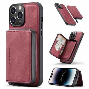 For iPhone 14 Pro Max JEEHOOD Magnetic Zipper Wallet Leather Phone Case (Red)