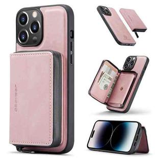 For iPhone 14 Pro Max JEEHOOD Magnetic Zipper Wallet Leather Phone Case (Pink)