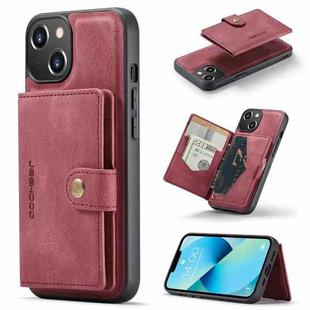 For iPhone 14 JEEHOOD Retro Magnetic Detachable Leather Phone Case (Red)