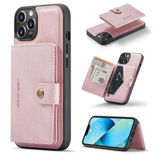For iPhone 14 JEEHOOD Retro Magnetic Detachable Leather Phone Case (Pink)