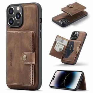 For iPhone 14 Pro JEEHOOD Retro Magnetic Detachable Leather Phone Case(Brown)