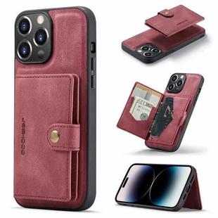 For iPhone 14 Pro Max JEEHOOD Retro Magnetic Detachable Leather Phone Case (Red)