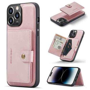 For iPhone 14 Pro Max JEEHOOD Retro Magnetic Detachable Leather Phone Case (Pink)