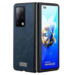 For Samsung Galaxy Z Fold4 SULADA Shockproof TPU + Handmade Leather Protective Case(Blue)