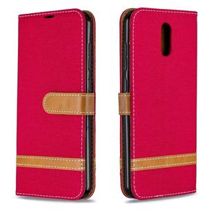 For Nokia 2.3 Color Matching Denim Texture Horizontal Flip Leather Case with Holder & Card Slots & Wallet & Lanyard(Red)