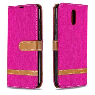 For Nokia 2.3 Color Matching Denim Texture Horizontal Flip Leather Case with Holder & Card Slots & Wallet & Lanyard(Rose Red)