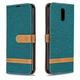 For Nokia 2.3 Color Matching Denim Texture Horizontal Flip Leather Case with Holder & Card Slots & Wallet & Lanyard(Green)