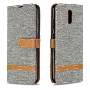 For Nokia 2.3 Color Matching Denim Texture Horizontal Flip Leather Case with Holder & Card Slots & Wallet & Lanyard(Grey)