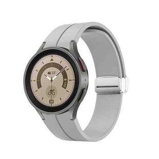 For Samsung Galaxy Watch5 40&44mm / Pro 45mm Folding Silver Buckle Silicone Watch Band(Grey)