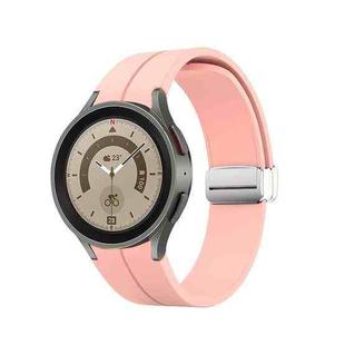 For Samsung Galaxy Watch5 40&44mm / Pro 45mm Folding Silver Buckle Silicone Watch Band(Pink)