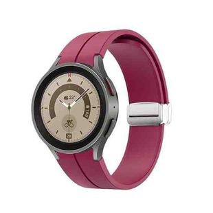 For Samsung Galaxy Watch5 40&44mm / Pro 45mm Folding Silver Buckle Silicone Watch Band(Wine Red)