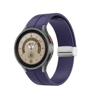 For Samsung Galaxy Watch5 40&44mm / Pro 45mm Folding Silver Buckle Silicone Watch Band(Dark Blue)