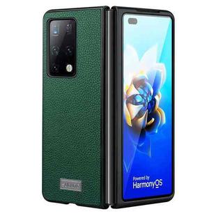 For Samsung Galaxy Z Fold4 SULADA Shockproof TPU + Handmade Leather Phone Case(Green)