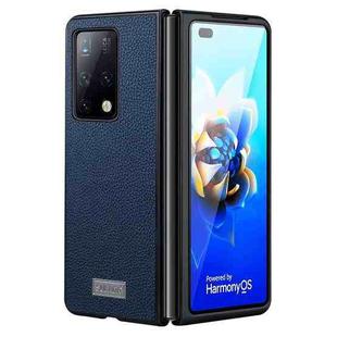 For Samsung Galaxy Z Fold4 SULADA Shockproof TPU + Handmade Leather Phone Case(Blue)