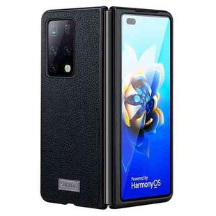 For Samsung Galaxy Z Fold4 SULADA Shockproof TPU + Handmade Leather Phone Case(Black)