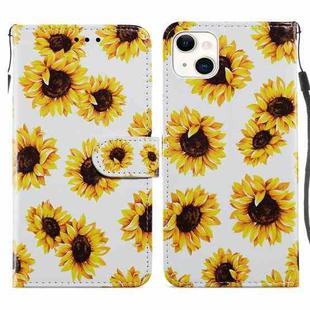 For iPhone 14 Painted Pattern Leather Phone Case (Sunflower)