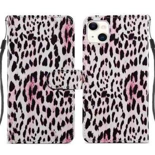 For iPhone 14 Painted Pattern Leather Phone Case (Leopard)